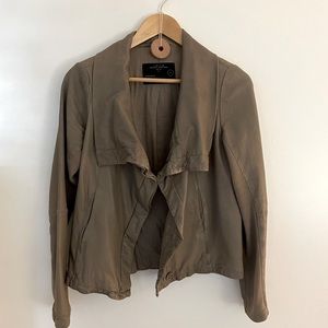 Allsaints leather jacket with knitted jersey sleeve insert. UK size 12 / US 10